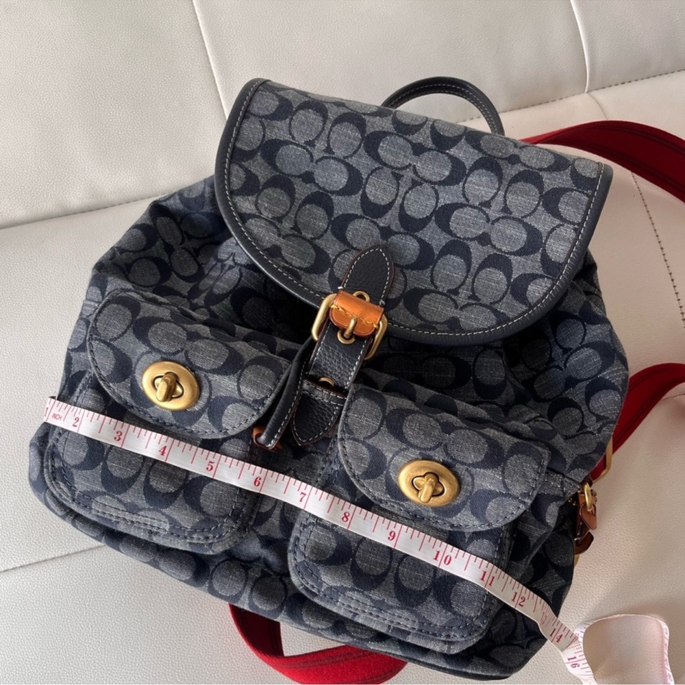 🐎COACH CARGO🐎  DENIM SIGNATURE CANVAS BACKPACK - Picture 2 of 14
